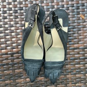 max studio mule shoe buckled strap strap blue denim 9